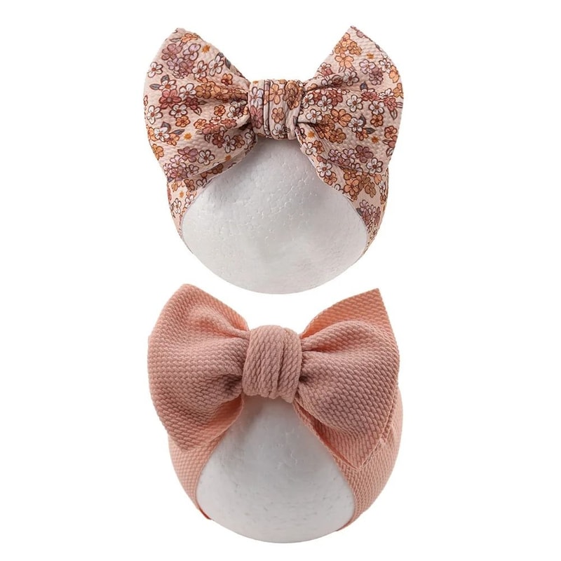 2PcsSet Rainbow Floral Print Bullet Fabric Baby Headbands One Size Fits All 11