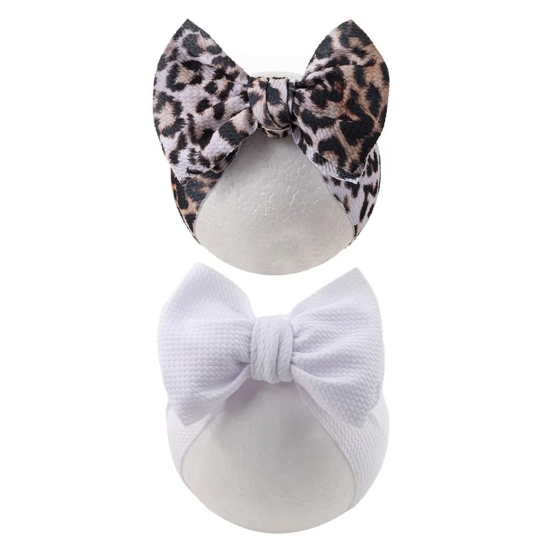 2PcsSet Rainbow Floral Print Bullet Fabric Baby Headbands One Size Fits All 12