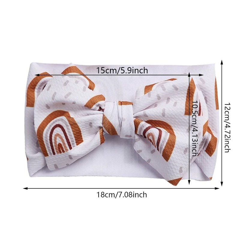 2PcsSet Rainbow Floral Print Bullet Fabric Baby Headbands One Size Fits All 1