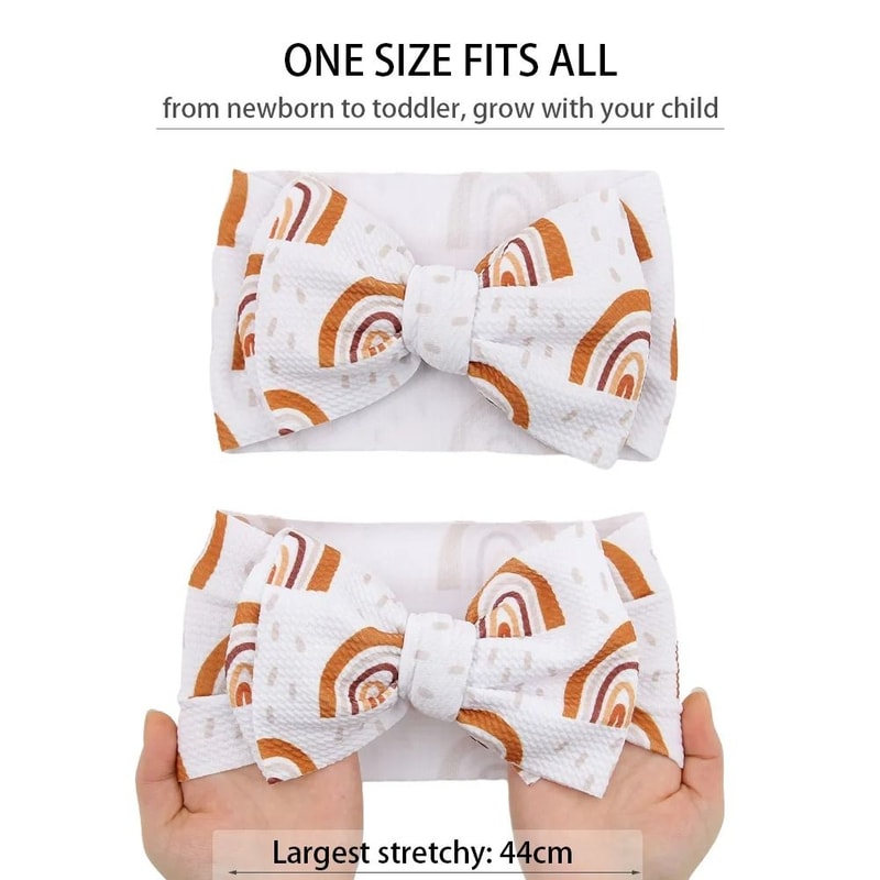 2PcsSet Rainbow Floral Print Bullet Fabric Baby Headbands One Size Fits All 2
