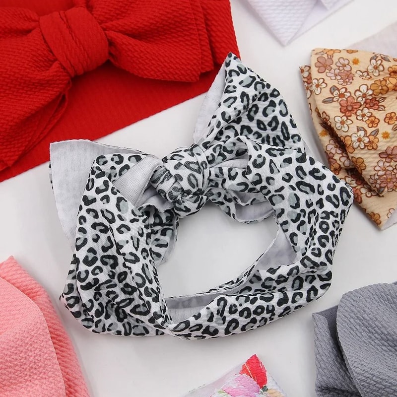 2PcsSet Rainbow Floral Print Bullet Fabric Baby Headbands One Size Fits All 3