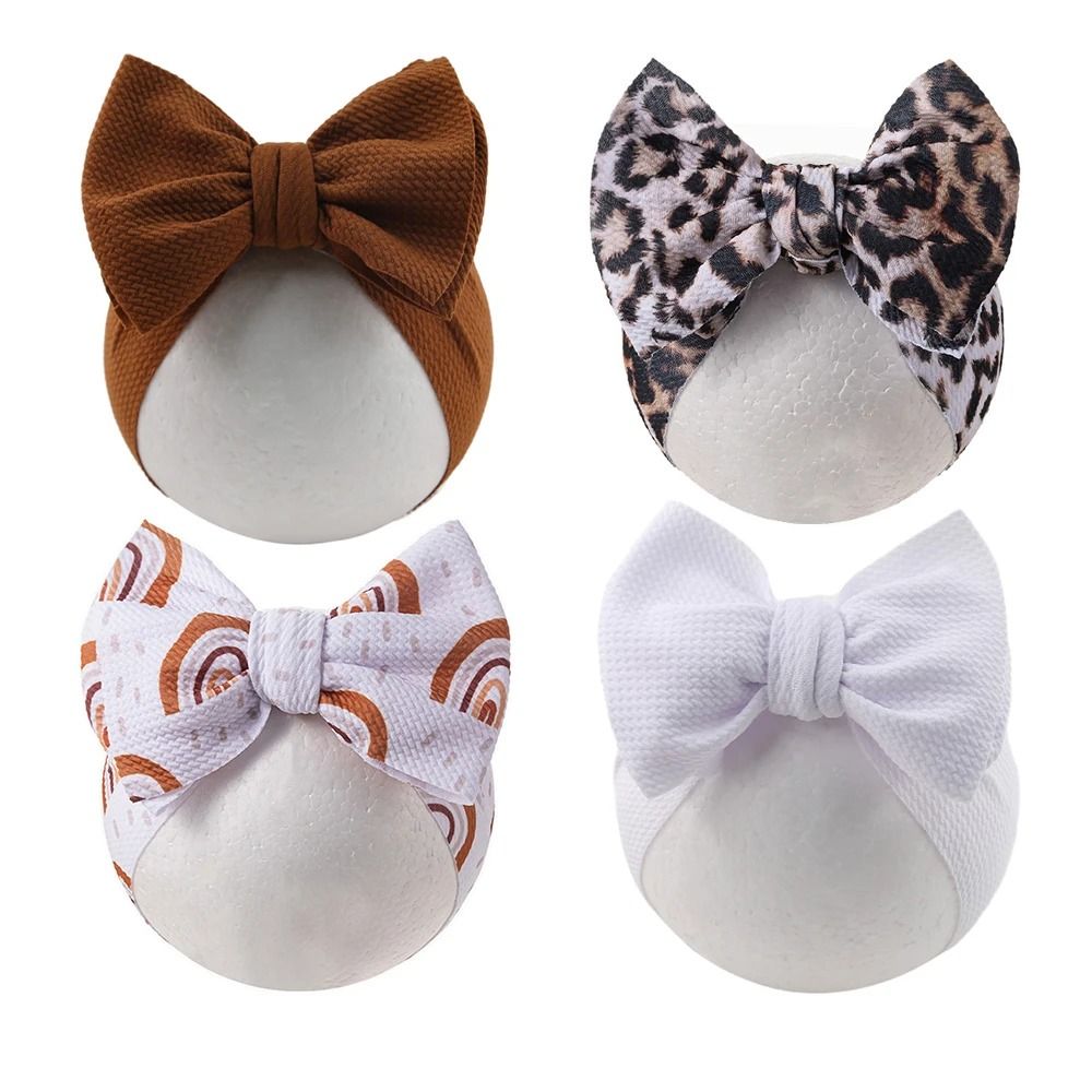 2PcsSet Rainbow Floral Print Bullet Fabric Baby Headbands One Size Fits All 4