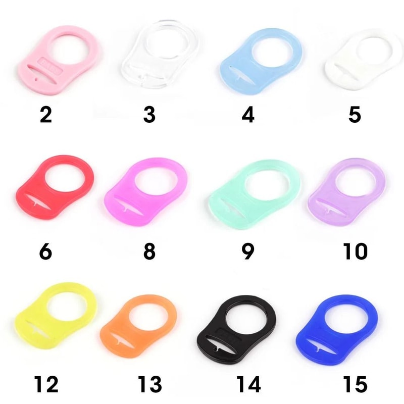 12 Pcs Silicone Pacifier Adapters BPAFree DIY Soother Chain Holder Clips 17