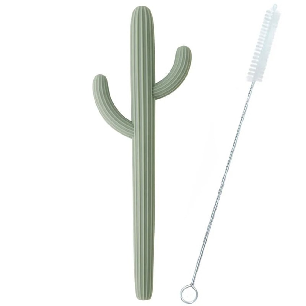 Silicone Cactus Teether Straw BPAFree Fidget Toy Infant Chewing Accessory 12