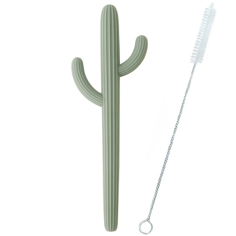 Silicone Cactus Teether Straw BPAFree Fidget Toy Infant Chewing Accessory 12