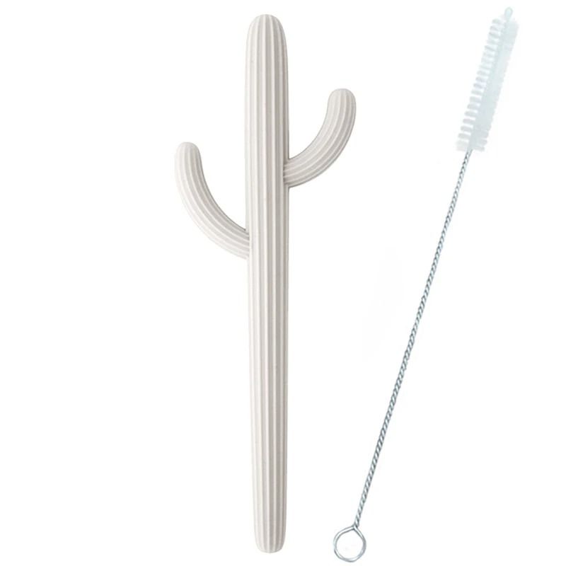 Silicone Cactus Teether Straw BPAFree Fidget Toy Infant Chewing Accessory 17