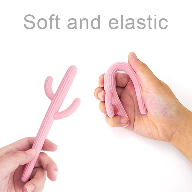 Silicone Cactus Teether Straw BPAFree Fidget Toy Infant Chewing Accessory 2