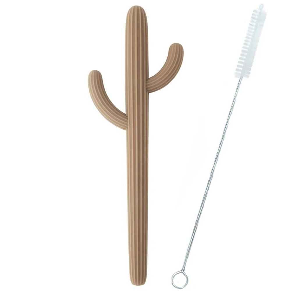 Silicone Cactus Teether Straw BPAFree Fidget Toy Infant Chewing Accessory 7