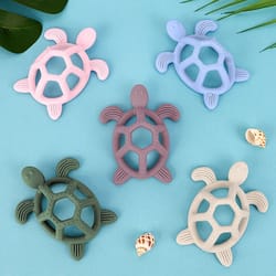 silicone turtle baby teether – food-grade cartoon animal molar toy