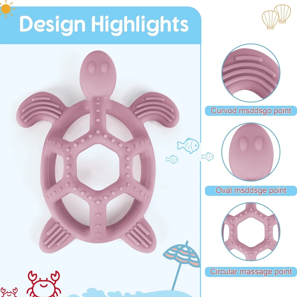 Silicone Turtle Baby Teether FoodGrade Cartoon Animal Molar Toy 1