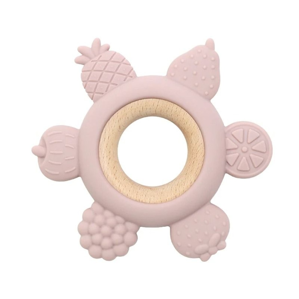 FruitTheme Silicone Wooden Baby Teether BPAFree Infant Chewing Toy 10