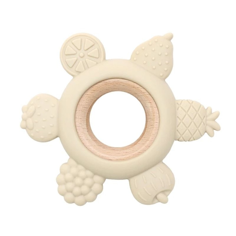 FruitTheme Silicone Wooden Baby Teether BPAFree Infant Chewing Toy 7