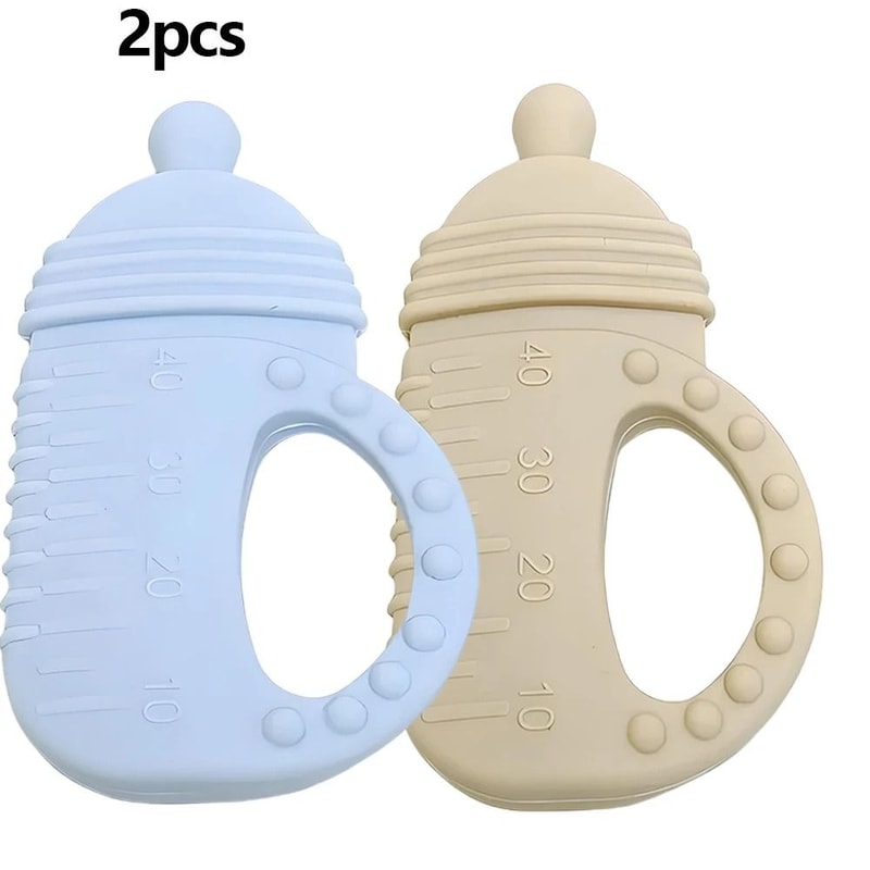 Silicone Baby Bottle Teether FoodGrade Molar Toy With EasyGrip Handle 3