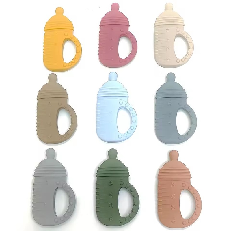 Silicone Baby Bottle Teether FoodGrade Molar Toy With EasyGrip Handle 5