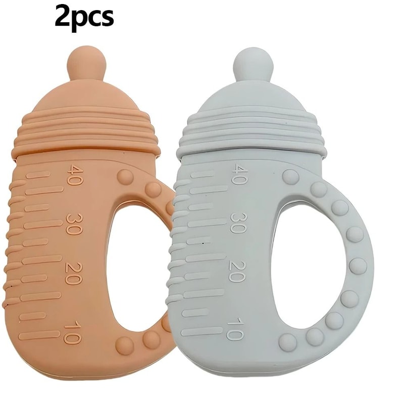 Silicone Baby Bottle Teether FoodGrade Molar Toy With EasyGrip Handle 11