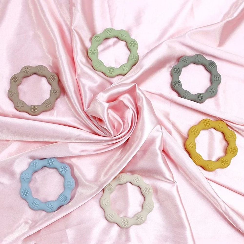 MultiTextured Silicone Teether Ring Sensory Tactile Cognition Molar Toy 5