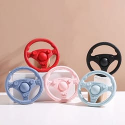 steering wheel silicone baby teether – food-grade sensory & molar toy