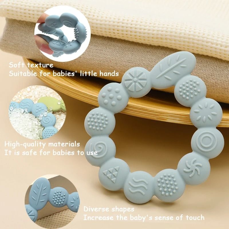 Botanical Silicone Baby Teether Ring BPAFree Leaf Sensory Molar Toy 4