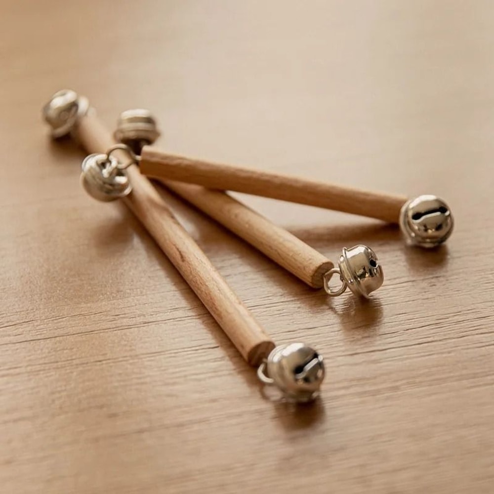 Montessori Wooden Bell Rattle BPAFree Intelligence Development Teething Toy 0