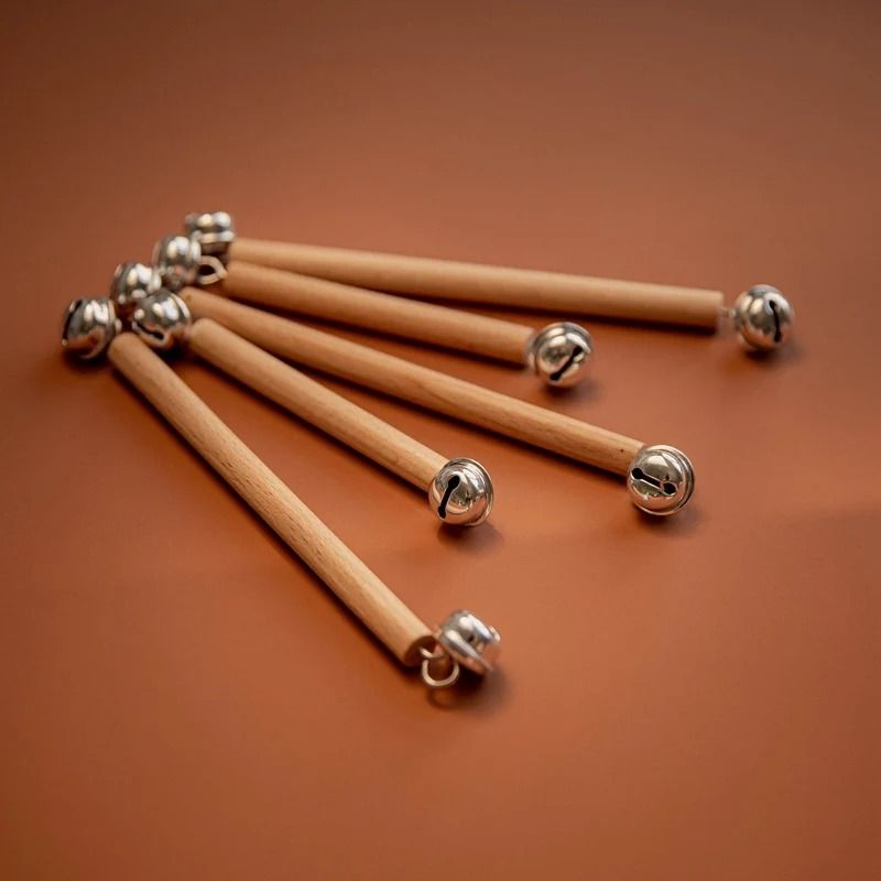 Montessori Wooden Bell Rattle BPAFree Intelligence Development Teething Toy 5