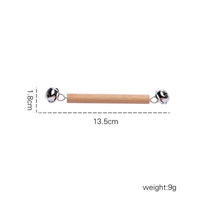 Montessori Wooden Bell Rattle BPAFree Intelligence Development Teething Toy 6