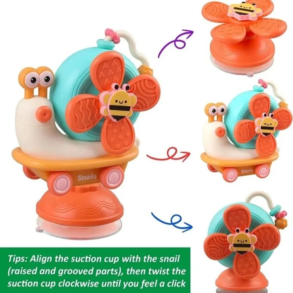 Multifunctional Snail Suction Spinner MontessoriInspired High Chair Dining Toy 2