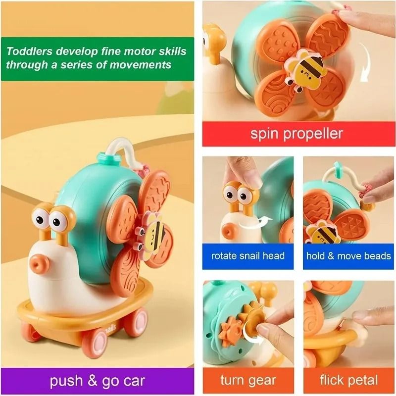 Multifunctional Snail Suction Spinner MontessoriInspired High Chair Dining Toy 4