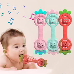 dual-node strawberry teddy bear silicone teether – anti-oral fixation molar stick