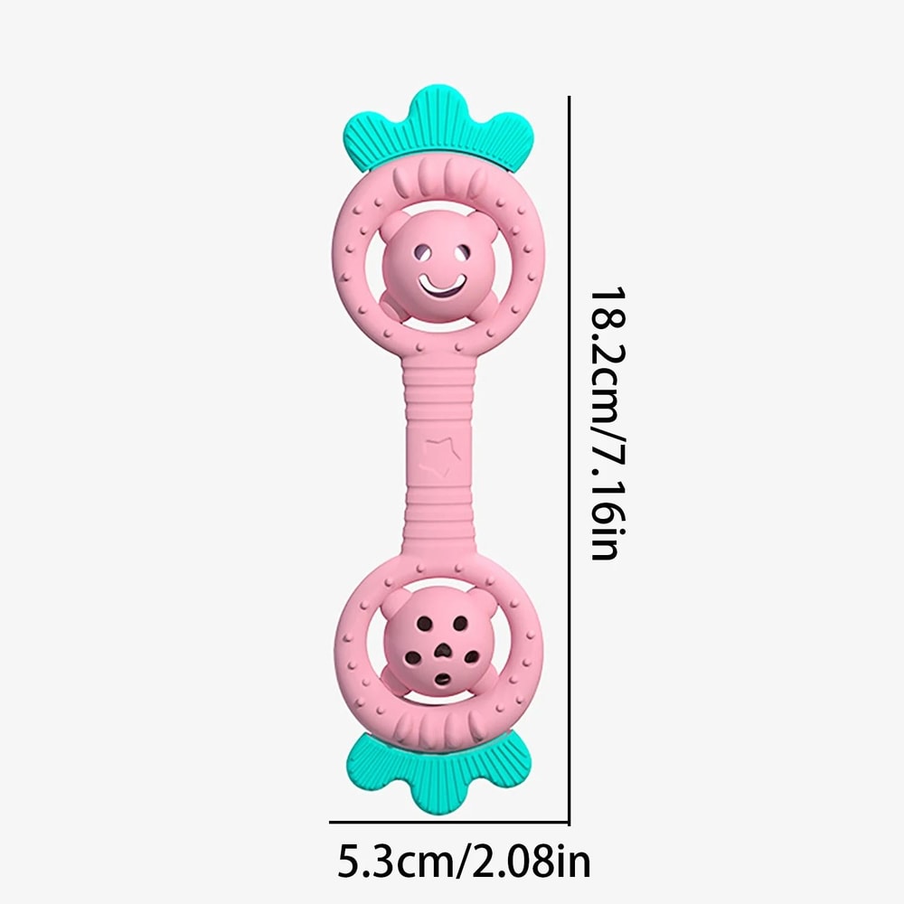 DualNode Strawberry Teddy Bear Silicone Teether AntiOral Fixation Molar Stick 1