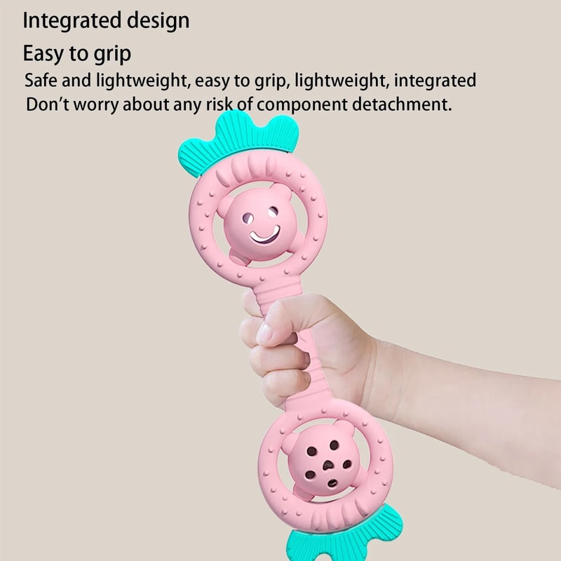 DualNode Strawberry Teddy Bear Silicone Teether AntiOral Fixation Molar Stick 4