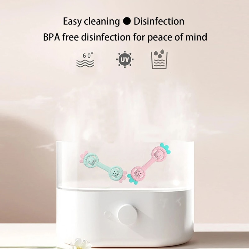 DualNode Strawberry Teddy Bear Silicone Teether AntiOral Fixation Molar Stick 5