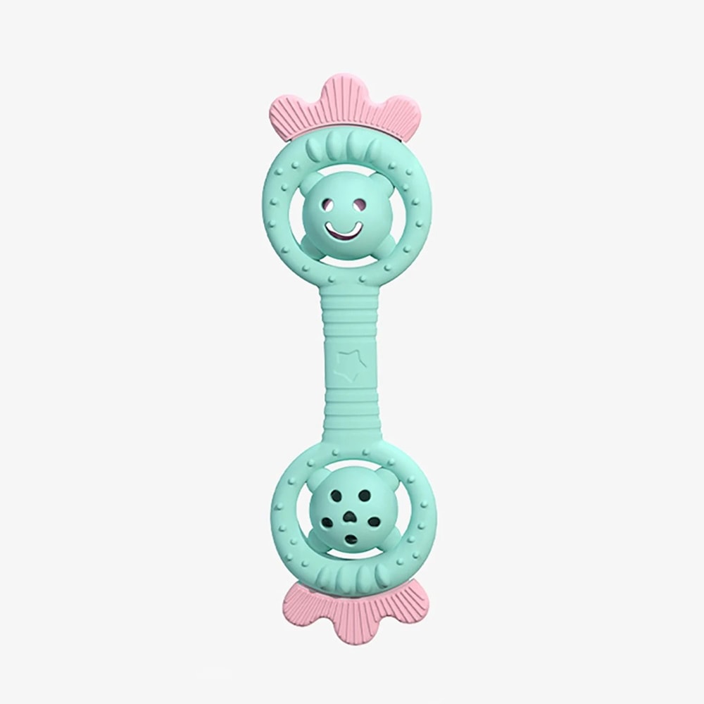 DualNode Strawberry Teddy Bear Silicone Teether AntiOral Fixation Molar Stick 6