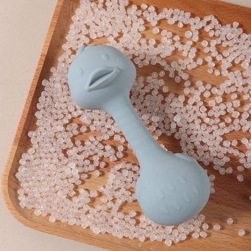 Ergonomic Silicone Duck Handheld Rattle BPAFree Teething Shaker Molar Toy 5