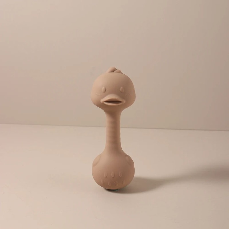 Ergonomic Silicone Duck Handheld Rattle BPAFree Teething Shaker Molar Toy 11