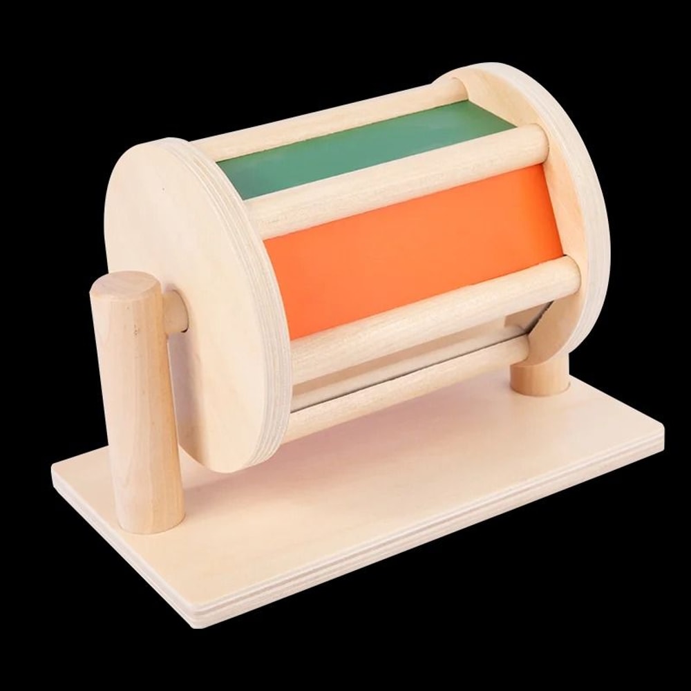 Chromatic Montessori Rolling Drum HighFidelity Sensory Wood Toy For Early Education 9