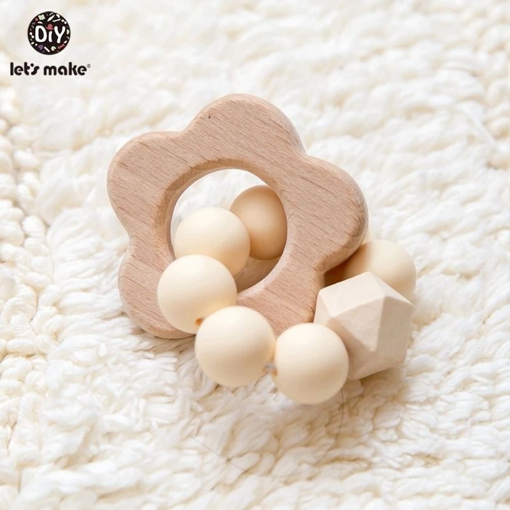 Rabbit Cloud Hybrid Silicone Teether Montessori Nursing Wood Baby Toy 2