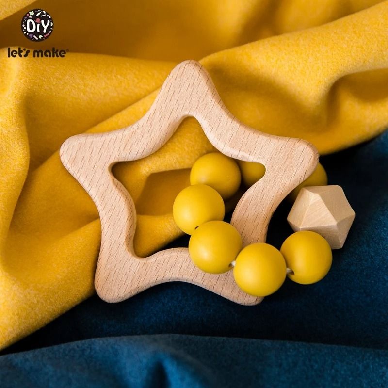 Rabbit Cloud Hybrid Silicone Teether Montessori Nursing Wood Baby Toy 3