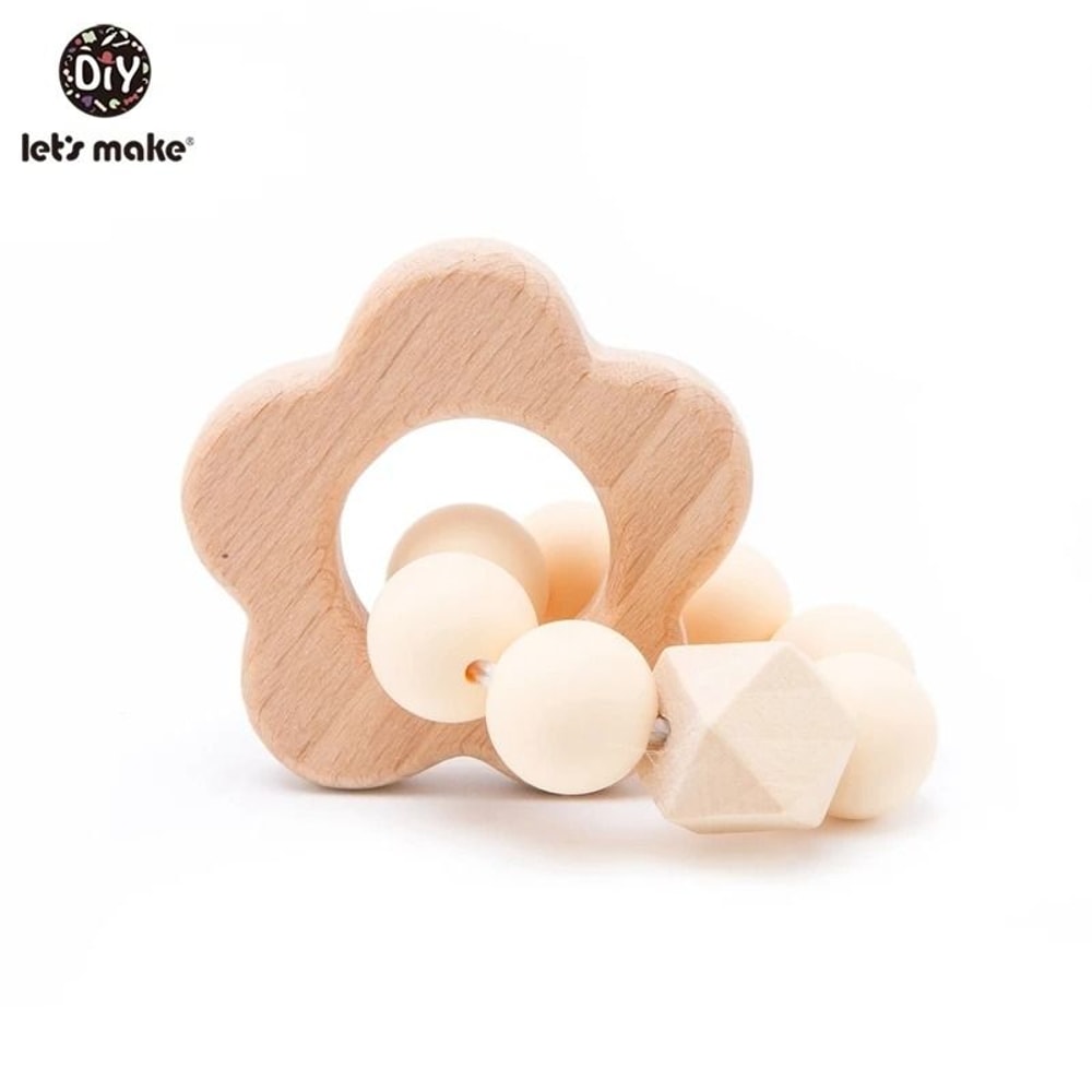 Rabbit Cloud Hybrid Silicone Teether Montessori Nursing Wood Baby Toy 6