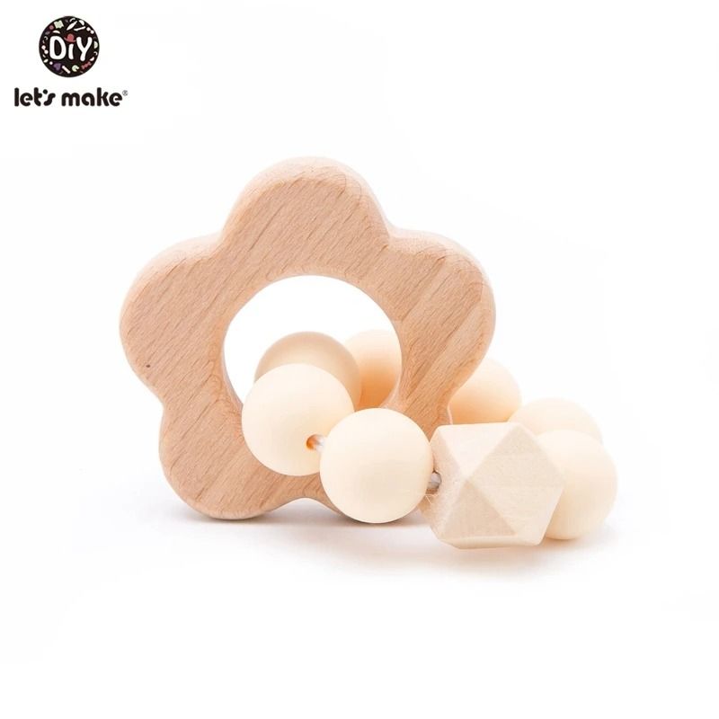 Rabbit Cloud Hybrid Silicone Teether Montessori Nursing Wood Baby Toy 6