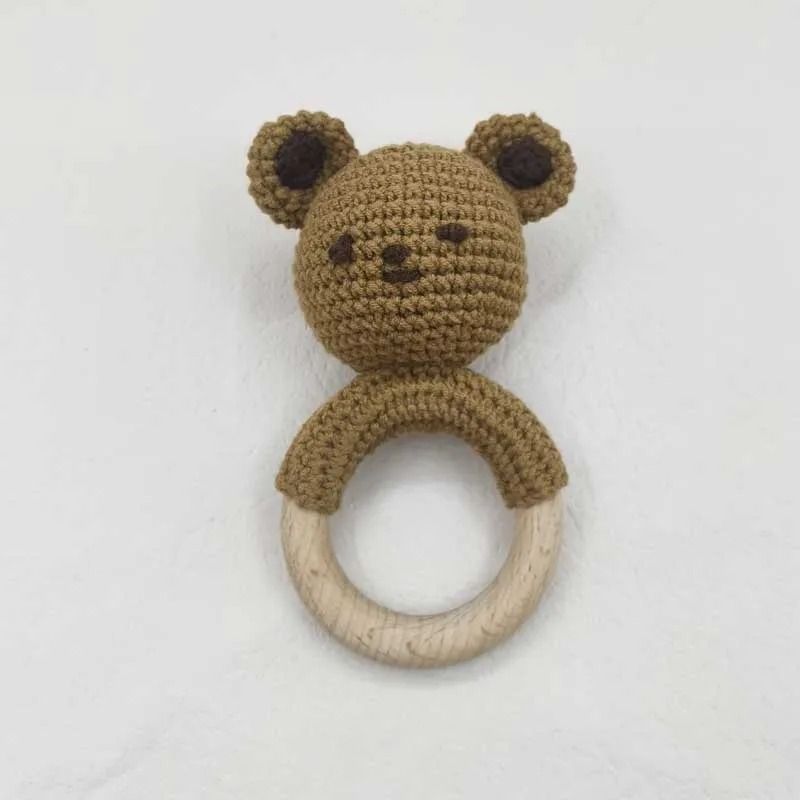 Animal Crochet Baby Rattle Montessori Wooden Rabbit Bear Gym Toy 10