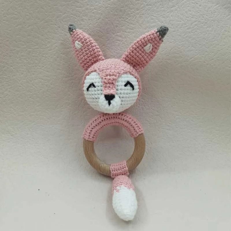 Animal Crochet Baby Rattle Montessori Wooden Rabbit Bear Gym Toy 11