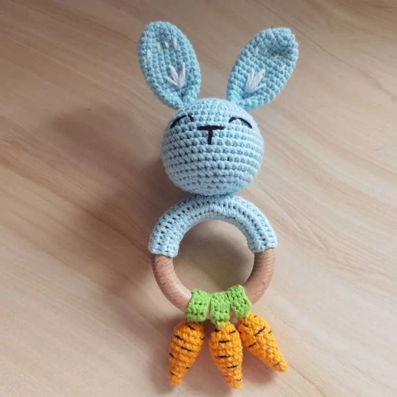 Animal Crochet Baby Rattle Montessori Wooden Rabbit Bear Gym Toy 16