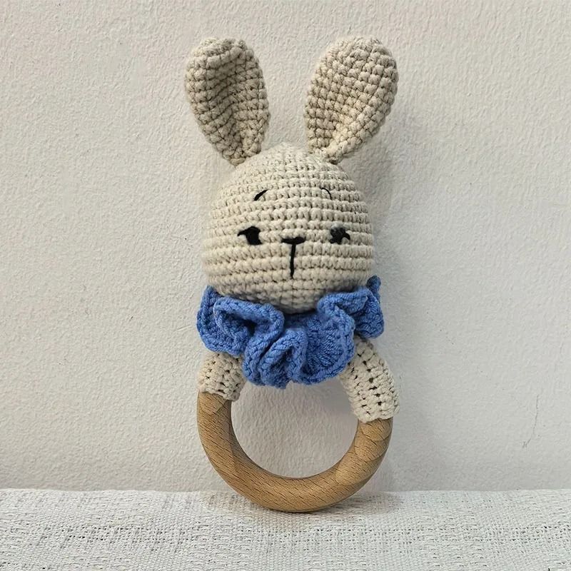 Animal Crochet Baby Rattle Montessori Wooden Rabbit Bear Gym Toy 20