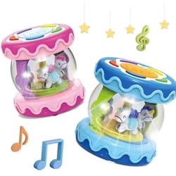 carousel flash drum toy – early educational musical machine for toddlers