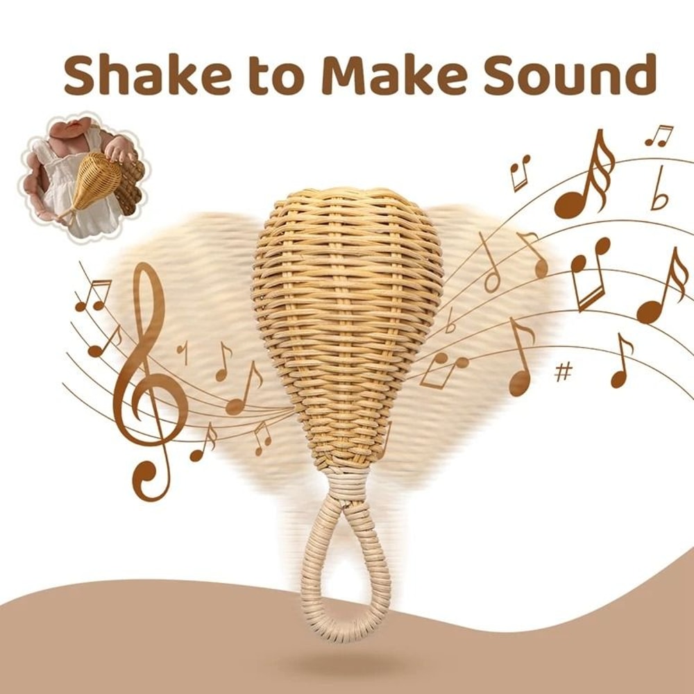 Artisanal Rattan Hand Bell Handmade Newborn Sensory Toy Crib Mobile Accessory 4