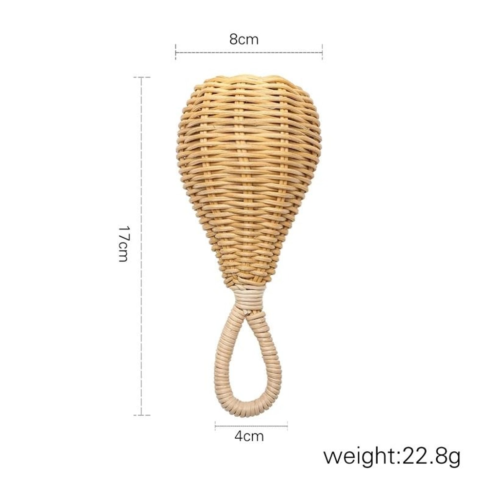 Artisanal Rattan Hand Bell Handmade Newborn Sensory Toy Crib Mobile Accessory 7