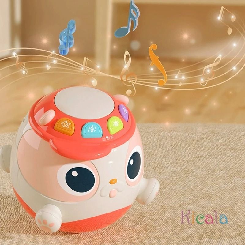 Musical Cartoon Dog Hand Drum Tumbler LightUp Sensory Development Toy 4