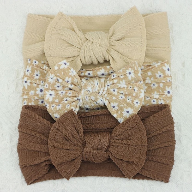 3Piece Premium Elastic Bow Headband Set Soft Nylon Turban Accessories 12