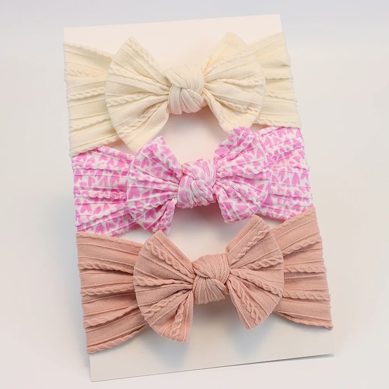 3Piece Premium Elastic Bow Headband Set Soft Nylon Turban Accessories 14