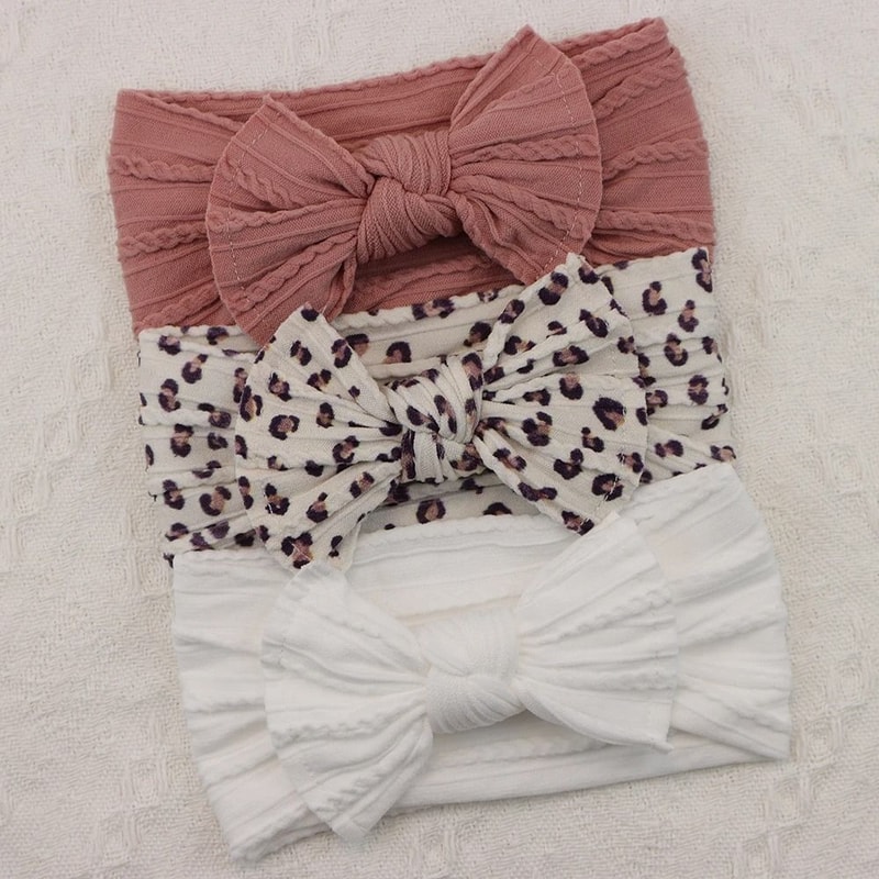 3Piece Premium Elastic Bow Headband Set Soft Nylon Turban Accessories 18